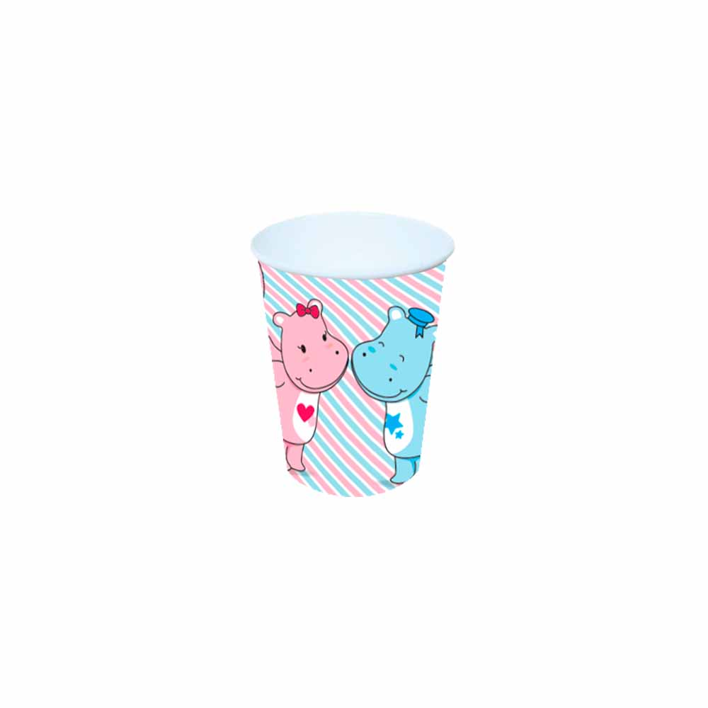 Copo de Papel 200ml Chá Hipopótamo Bello Festas 8×8
