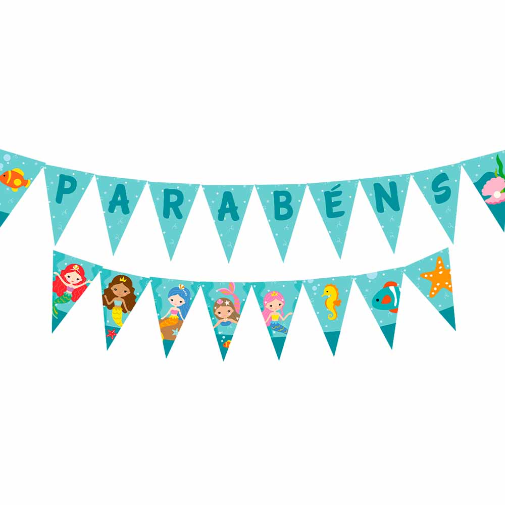 Faixa Decorativa Festa das Sereias Bello Festas 8×1