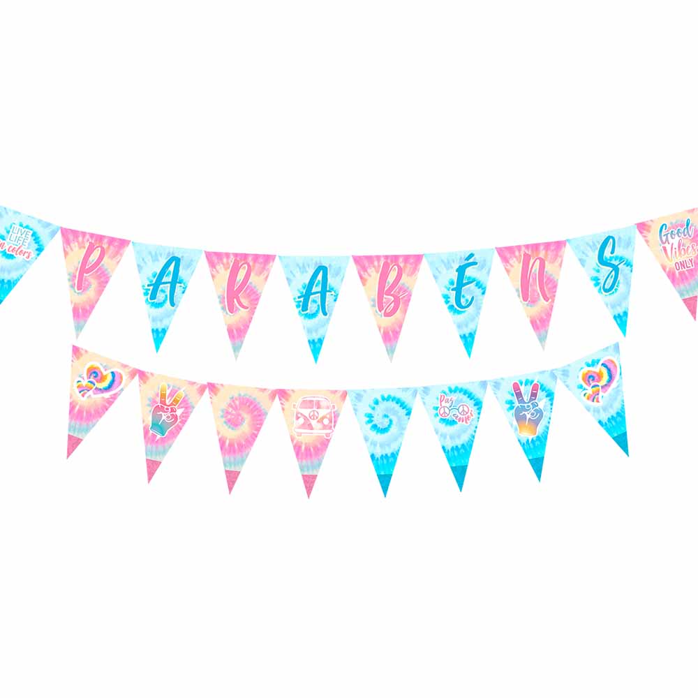 Faixa Decorativa Tie Dye Bello Festas 8×1