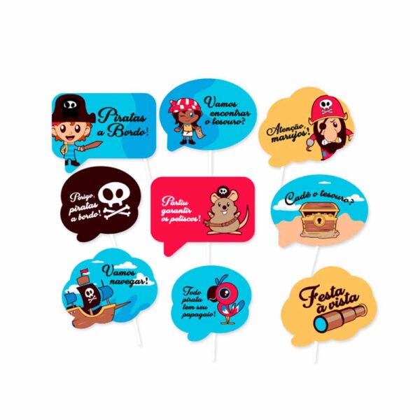 Kit Plaquinhas Divertidas Pirata Bello Festas 8x9