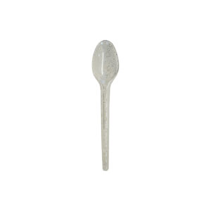 Colher Sobremesa PS Transparente Glitter Prata Bello Festas 20x50