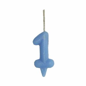Vela Glitter Candy 1 Azul Bello Festas 10x1