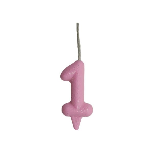 Vela Glitter Candy 1 Rosa Bello Festas 10x1