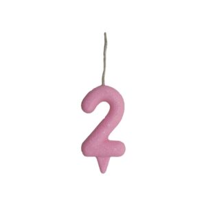 Vela Glitter Candy 2 Rosa Bello Festas 10x1