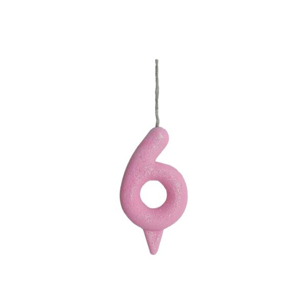 Vela Glitter Candy 6 Rosa Bello Festas 10x1
