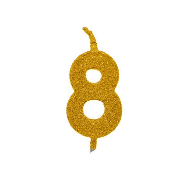 Vela Pick Premium Número 8 Dourado Bello Festas 10x1