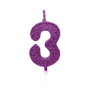 Vela Pick Premium Número 3 Roxo Bello Festas 10x1