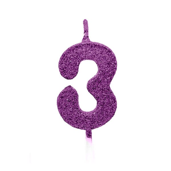 Vela Pick Premium Número 3 Roxo Bello Festas 10x1