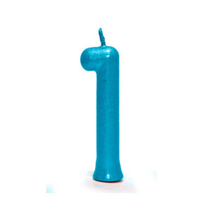 Vela Perolada Número 1 Azul Petroleo Bello Festas 10×1