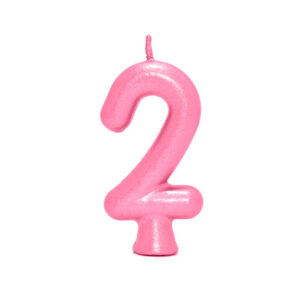 Vela Perolada Número 2 Rosa Claro Bello Festas 10×1