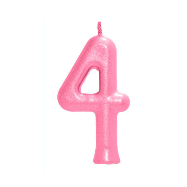 Vela Perolada Número 4 Rosa Claro Bello Festas 10x1