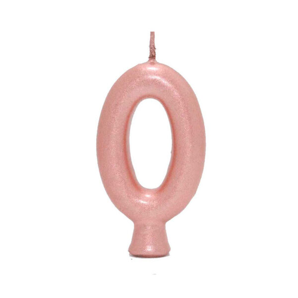 Vela Perolada Número 0 Rose Gold Bello Festas 10x1