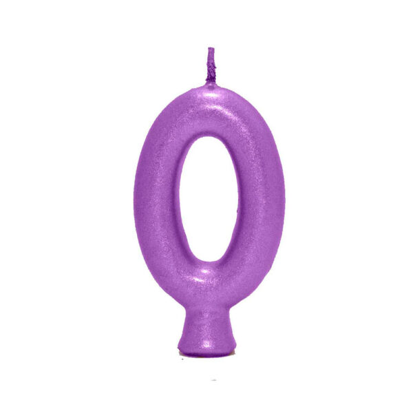 Vela Perolada Número 0 Roxo Bello Festas 10x1