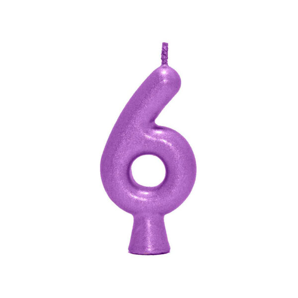 Vela Perolada Número 6 Roxo Bello Festas 10x1