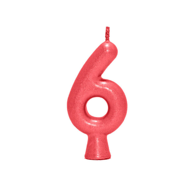 Vela Perolada Número 6 Vermelho Bello Festas 10x1